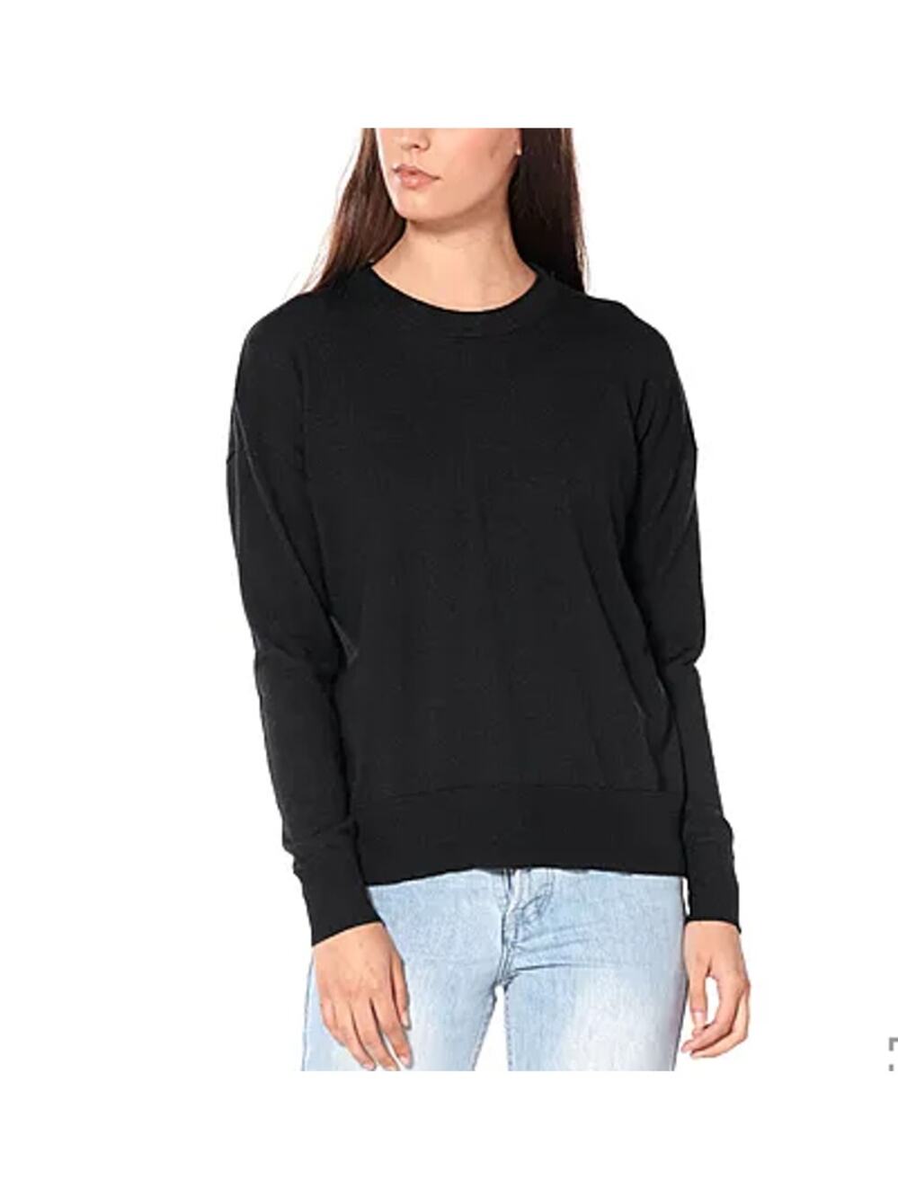 Icebreaker Shearer Crewe Sweater Women's L Black 100% Merino Wool Cozy